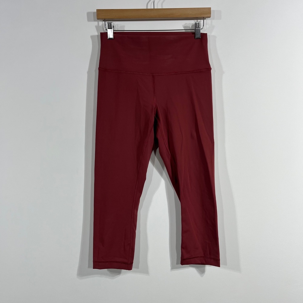 Lululemon Sporty Wunder Under High Rise Crop Leggings Red Womens 8 Pickleball